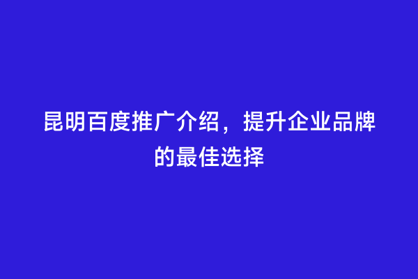 昆明百度推广介绍，提升企业品牌的最佳选择