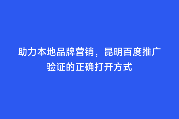 助力本地品牌营销，昆明百度推广验证的正确打开方式