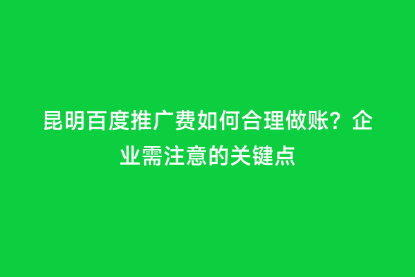 昆明百度推广费如何合理做账？企业需注意的关键点