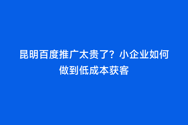昆明百度推广太贵了？小企业如何做到低成本获客
