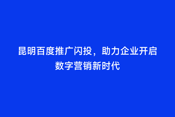 昆明百度推广闪投，助力企业开启数字营销新时代