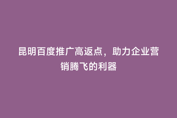 昆明百度推广高返点，助力企业营销腾飞的利器