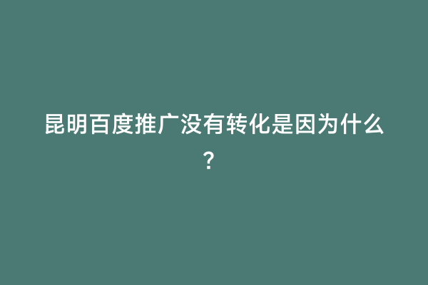 昆明百度推广没有转化是因为什么？