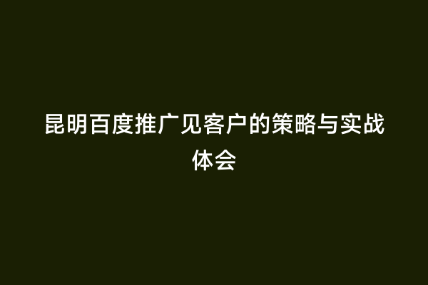 昆明百度推广见客户的策略与实战体会