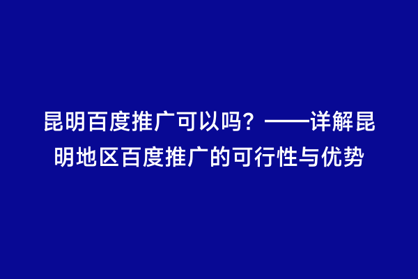 昆明百度推广可以吗？——详解昆明地区百度推广的可行性与优势