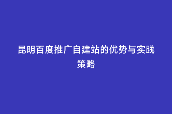 昆明百度推广自建站的优势与实践策略