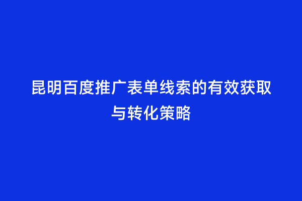 昆明百度推广表单线索的有效获取与转化策略