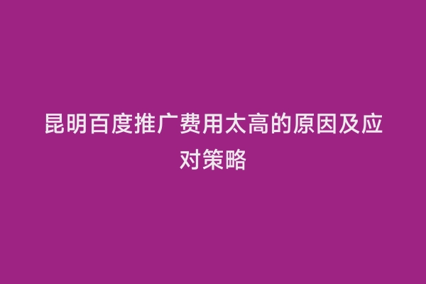 昆明百度推广费用太高的原因及应对策略
