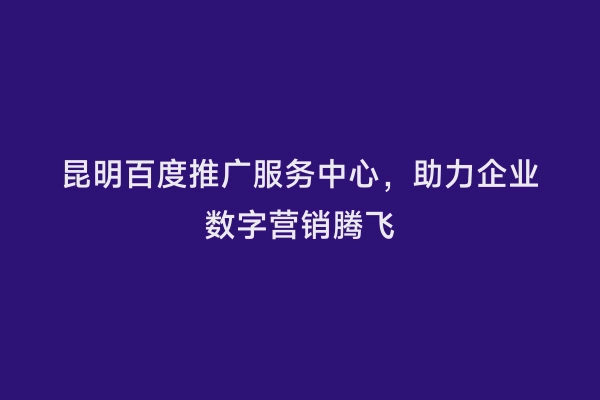 昆明百度推广服务中心，助力企业数字营销腾飞