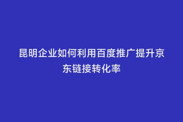昆明企业如何利用百度推广提升京东链接转化率
