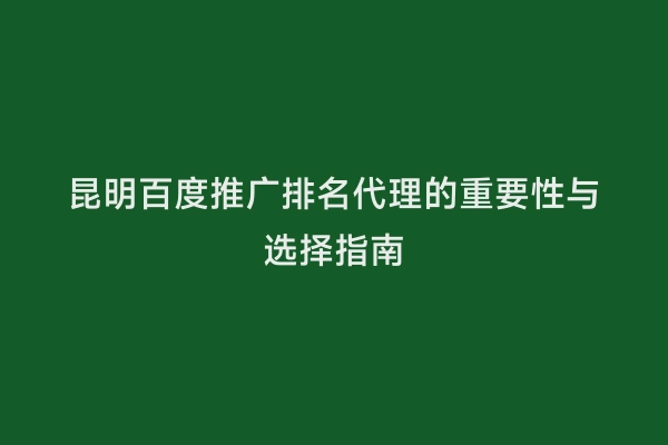 昆明百度推广排名代理的重要性与选择指南