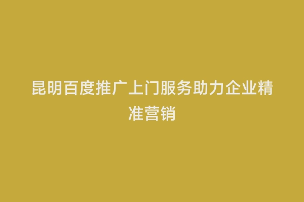 昆明百度推广上门服务助力企业精准营销