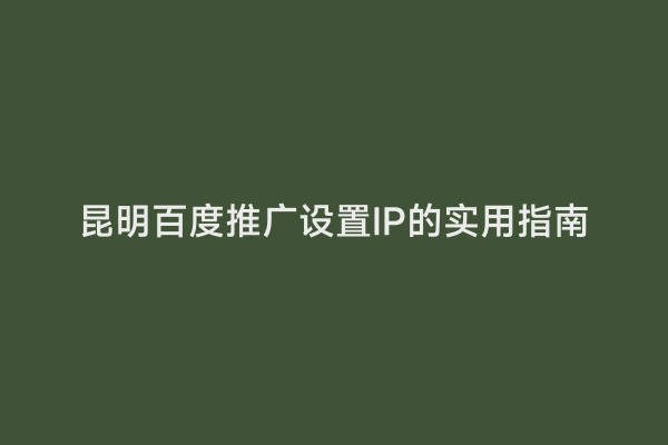 昆明百度推广设置IP的实用指南