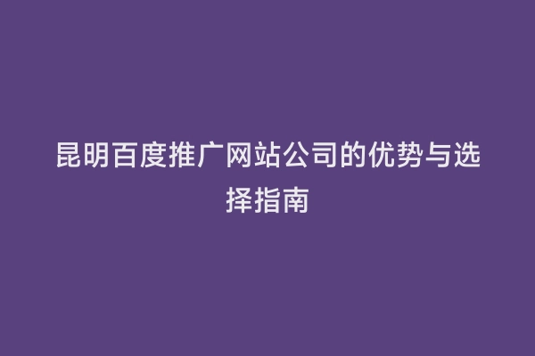 昆明百度推广网站公司的优势与选择指南