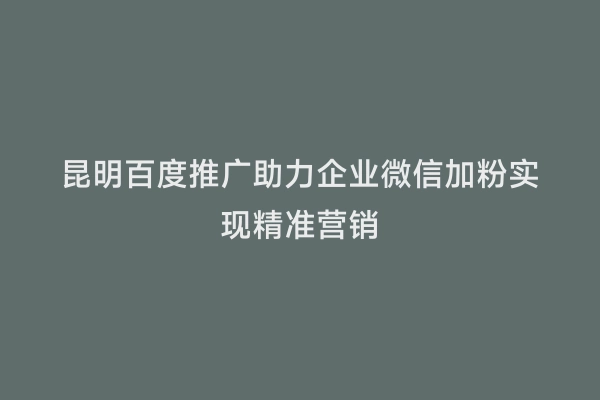 昆明百度推广助力企业微信加粉实现精准营销