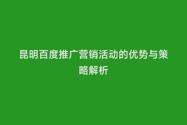 昆明百度推广营销活动的优势与策略解析