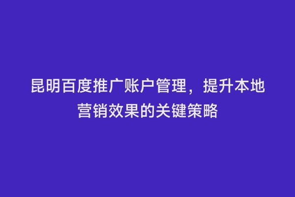 昆明百度推广账户管理，提升本地营销效果的关键策略