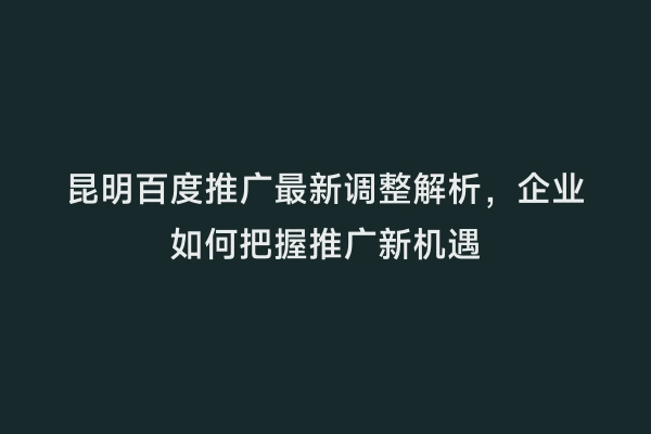 昆明百度推广最新调整解析，企业如何把握推广新机遇