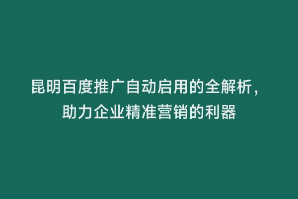昆明百度推广自动启用的全解析，助力企业精准营销的利器