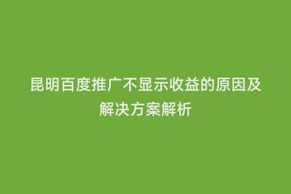 昆明百度推广不显示收益的原因及解决方案解析
