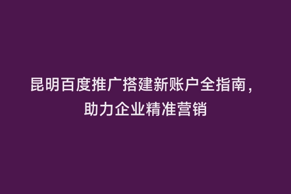 昆明百度推广搭建新账户全指南，助力企业精准营销
