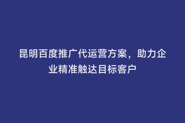 昆明百度推广代运营方案，助力企业精准触达目标客户