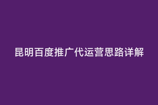 昆明百度推广代运营思路详解