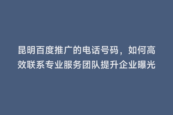 昆明百度推广的电话号码，如何高效联系专业服务团队提升企业曝光