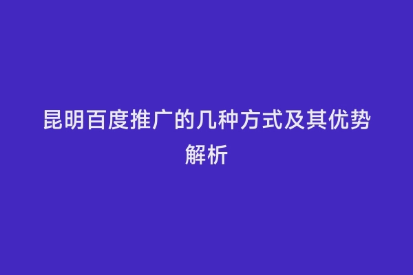 昆明百度推广的几种方式及其优势解析