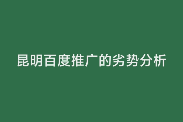 昆明百度推广的劣势分析