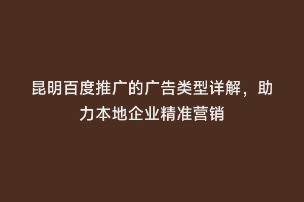 昆明百度推广的广告类型详解，助力本地企业精准营销