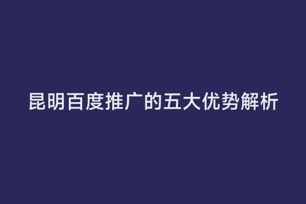 昆明百度推广的五大优势解析