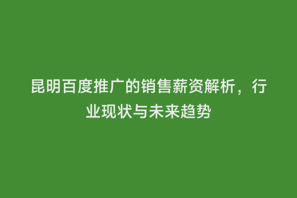 昆明百度推广的销售薪资解析，行业现状与未来趋势