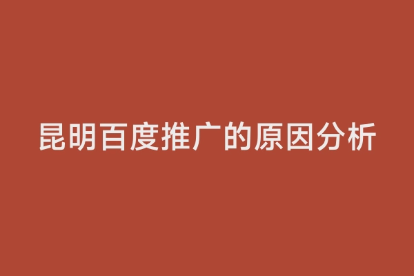 昆明百度推广的原因分析