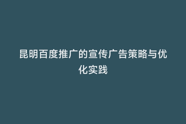 昆明百度推广的宣传广告策略与优化实践
