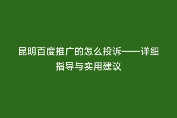昆明百度推广的怎么投诉——详细指导与实用建议