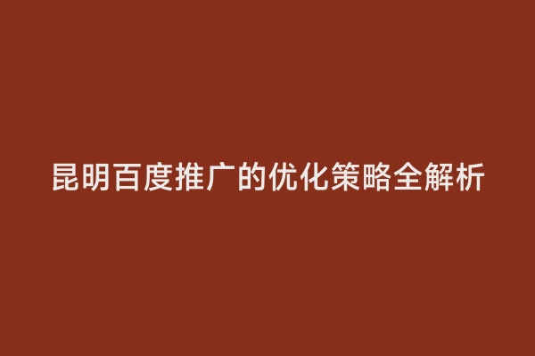 昆明百度推广的优化策略全解析