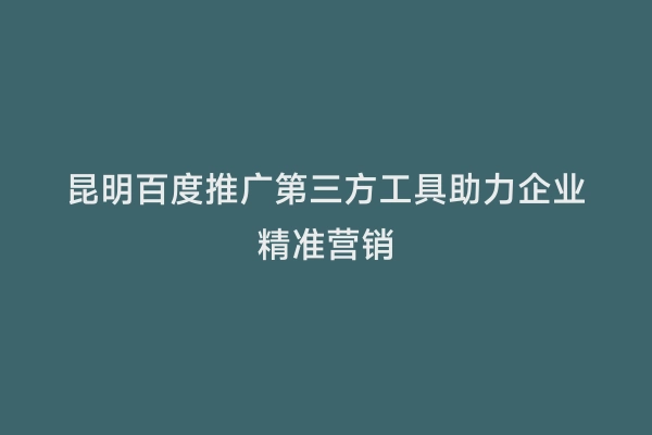 昆明百度推广第三方工具助力企业精准营销