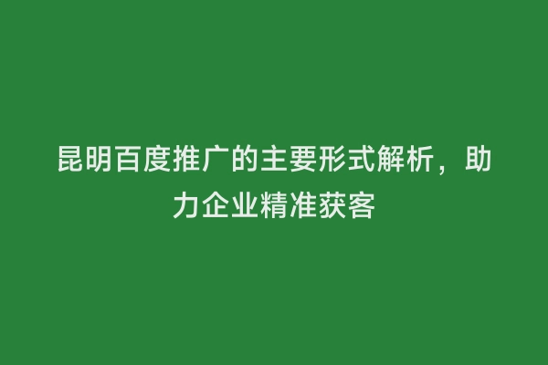 昆明百度推广的主要形式解析，助力企业精准获客