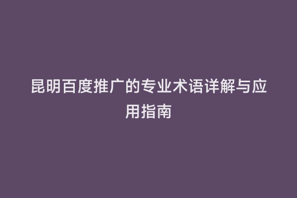 昆明百度推广的专业术语详解与应用指南