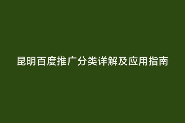 昆明百度推广分类详解及应用指南