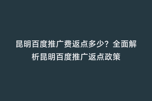 昆明百度推广费返点多少？全面解析昆明百度推广返点政策