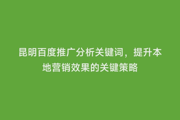 昆明百度推广分析关键词，提升本地营销效果的关键策略