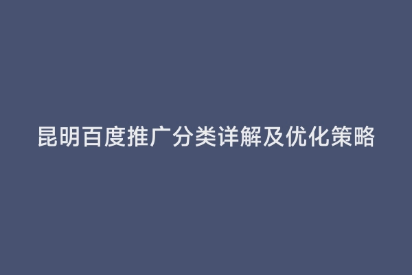 昆明百度推广分类详解及优化策略
