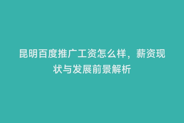 昆明百度推广工资怎么样，薪资现状与发展前景解析