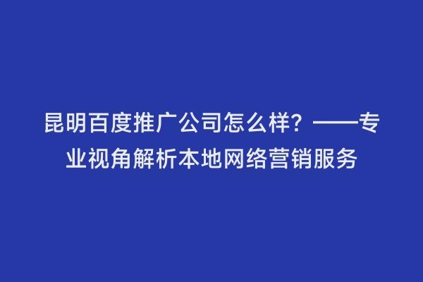 昆明百度推广公司怎么样？——专业视角解析本地网络营销服务