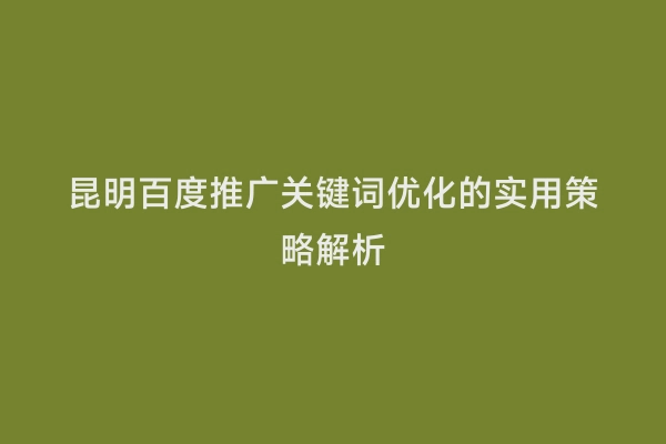 昆明百度推广关键词优化的实用策略解析